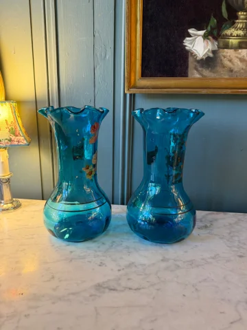 Pair of blue glass vases