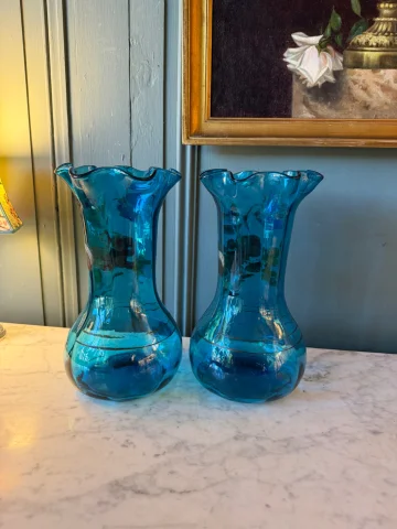 Pair of blue glass vases