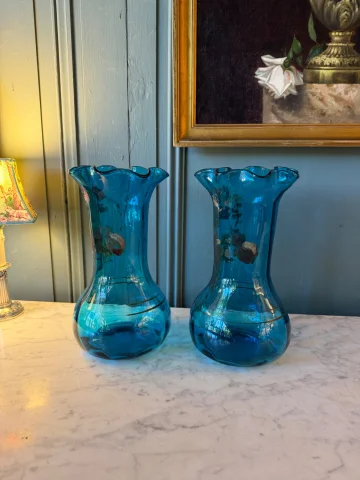 Pair of blue glass vases