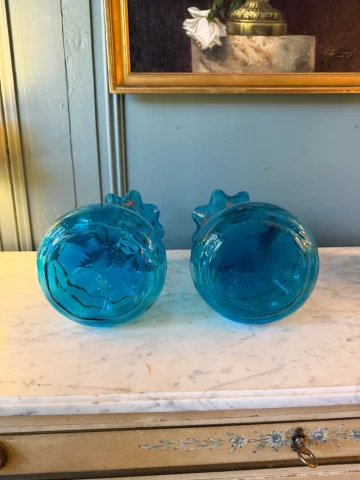 Pair of blue glass vases