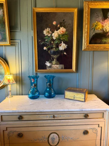 Pair of blue glass vases