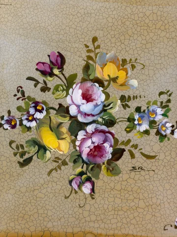 Rechteckiges Tablett aus bemaltem Blech, 40 cm x 50 cm