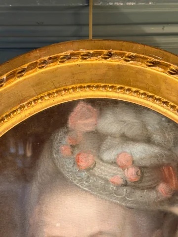 Portrait de dame à l'oiseau, début XIXème — Très bon état