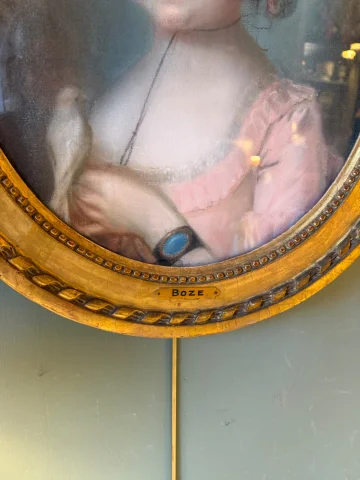 Portrait de dame à l'oiseau, début XIXème — Très bon état