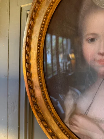 Portrait de dame à l'oiseau, début XIXème — Très bon état