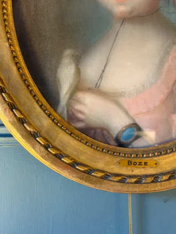 Portrait de dame à l'oiseau, début XIXème — Très bon état