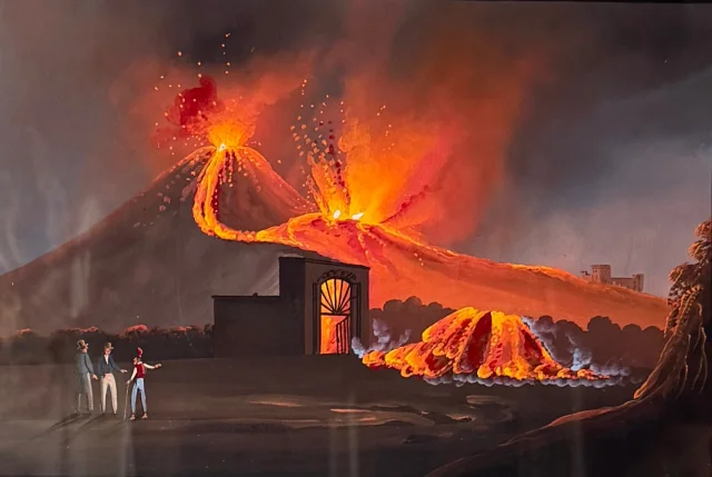 Ausbruch des Vesuvs 1850, neapolitanische Gouache — Sehr guter Zustand