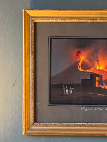 Ausbruch des Vesuvs 1850, neapolitanische Gouache — Sehr guter Zustand