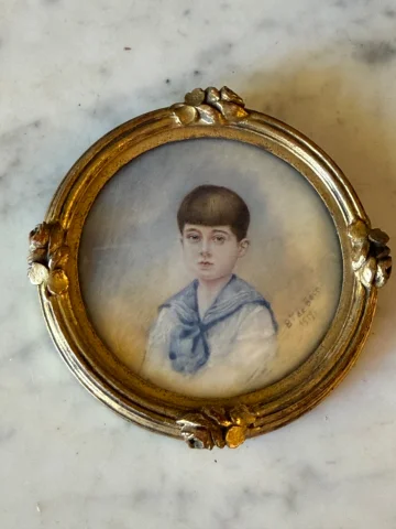 ミニアチュール、少年の肖像、1919年作 — 非常に良好