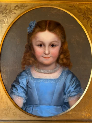 Porträt eines kleinen Mädchens, datiert 1874, von Elie-Joseph LAURENT — Sehr guter Zustand