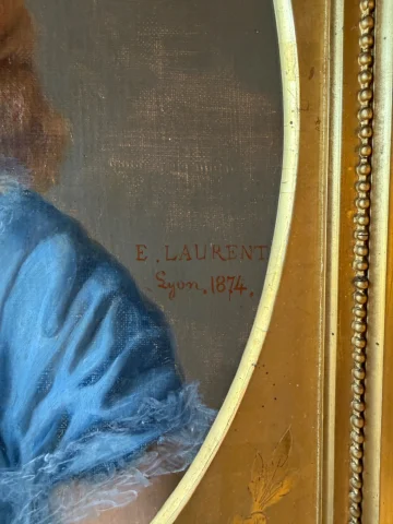 Porträt eines kleinen Mädchens, datiert 1874, von Elie-Joseph LAURENT — Sehr guter Zustand