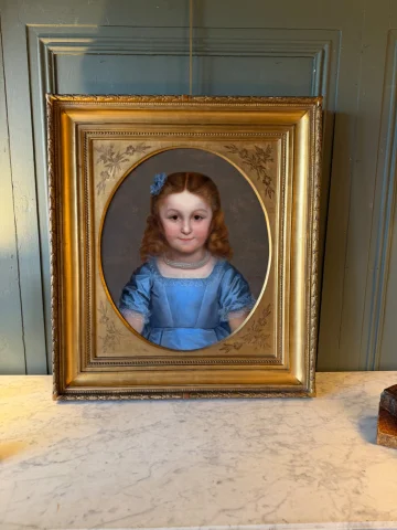 Porträt eines kleinen Mädchens, datiert 1874, von Elie-Joseph LAURENT — Sehr guter Zustand