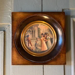 19th-century miniature, elegant promenade in a garden