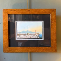 Eruption des Vesuv vom Molo von Neapel, Gouache 19. Jahrhundert