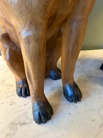 Pair of carved and patinated wood dogs — Very good condition