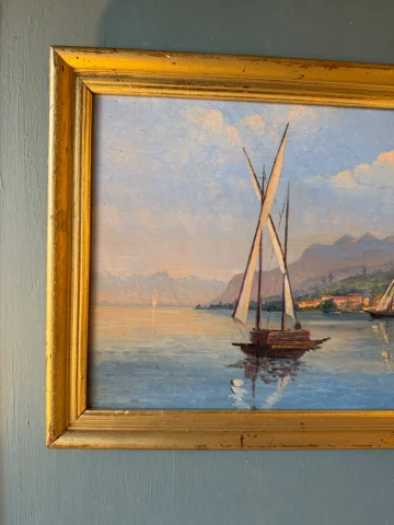 Lago alpino, cuadro de principios del siglo XX — Muy buen estado