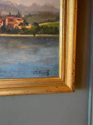 Lago alpino, cuadro de principios del siglo XX — Muy buen estado