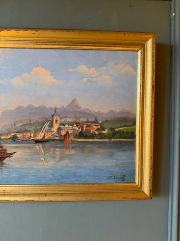 Lago alpino, cuadro de principios del siglo XX — Muy buen estado