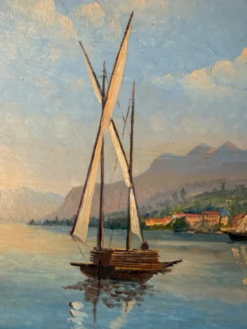Lago alpino, cuadro de principios del siglo XX — Muy buen estado