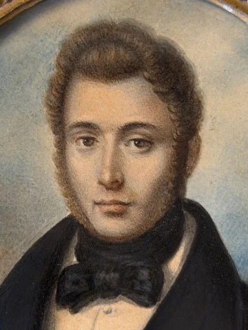 Мужской портрет, большая миниатюра, около 1840 года — Очень хорошее состояние