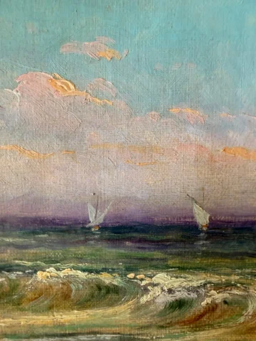 La playa en Hyères en 1921 por Commarmond — Muy buen estado