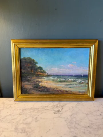 La playa en Hyères en 1921 por Commarmond — Muy buen estado
