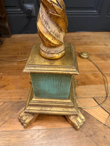 Twisted painted wood floor lamp, height 175 cm — Very good condition