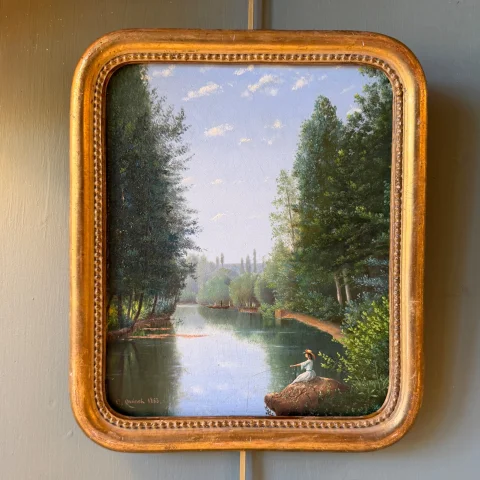 Belebte Landschaft, datiert 1863 — Sehr guter Zustand