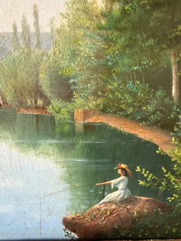 Belebte Landschaft, datiert 1863 — Sehr guter Zustand