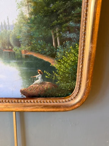 Belebte Landschaft, datiert 1863 — Sehr guter Zustand