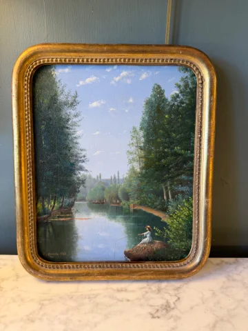 Belebte Landschaft, datiert 1863 — Sehr guter Zustand