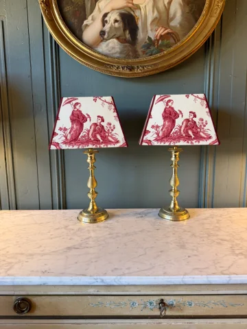 Paire de lampes en bronze XIXème, Hauteur 44 cm — Très bon état