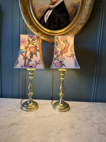 Pair of Bronze Lamps, 19th Century, Height 47 cm — Very good condition