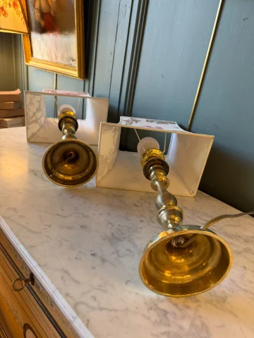 Pair of Bronze Lamps, 19th Century, Height 47 cm — Very good condition