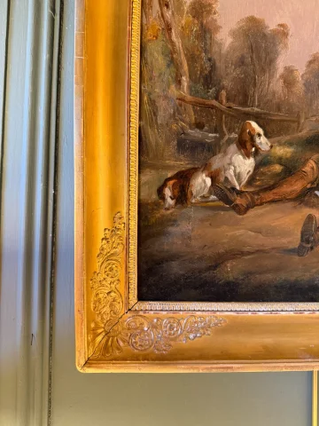 The Hunter at Rest, 19th-century painting — Good condition