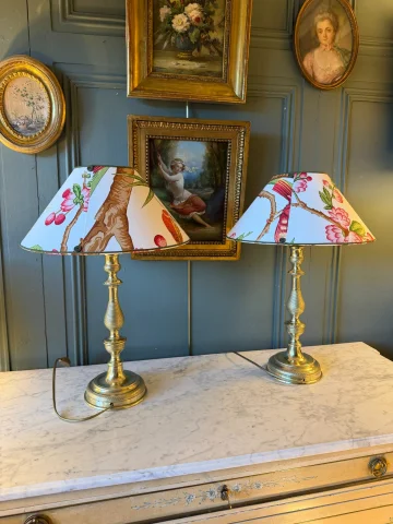 Groot paar bronzen lampen, 19e eeuw, hoogte 52 cm — Zeer goede staat