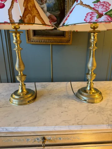 Groot paar bronzen lampen, 19e eeuw, hoogte 52 cm — Zeer goede staat