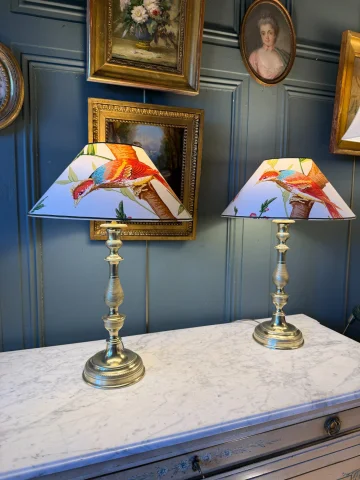 Groot paar bronzen lampen, 19e eeuw, hoogte 52 cm — Zeer goede staat