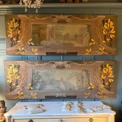 Gran par de lienzos pintados decorativos en trompe-l'œil