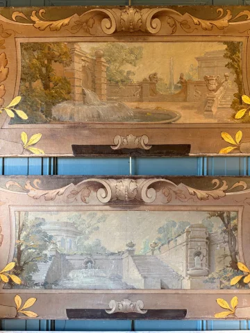 Gran par de lienzos pintados decorativos en trompe-l'œil — Buen estado