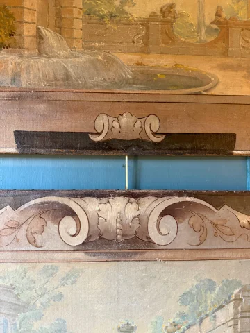 Gran par de lienzos pintados decorativos en trompe-l'œil — Buen estado