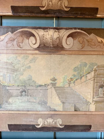 Gran par de lienzos pintados decorativos en trompe-l'œil — Buen estado