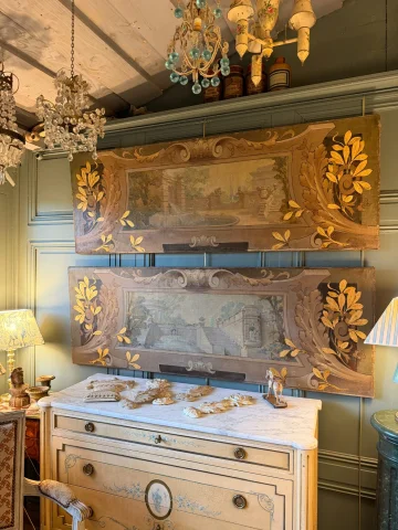 Gran par de lienzos pintados decorativos en trompe-l'œil — Buen estado