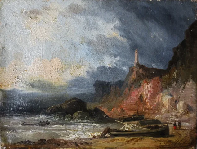 La plage au pied des falaises d 'Iport.