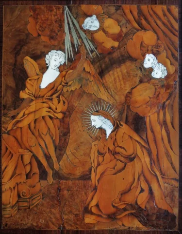 PANEL DE MARQUETERIA QUE REPRESENTA LA ANUNCIACION