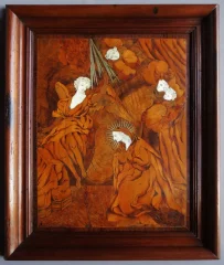 MARQUETRY PANEEL DAT DE AANKONDIGING VERTEGENWOORDIGT