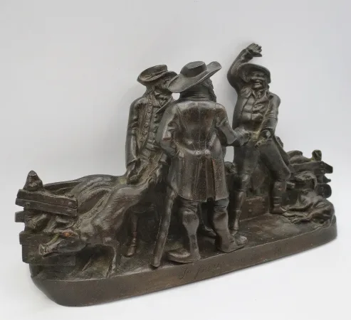 Sujet en Bronze, « Les marchands de cochons » XIXe siècle.