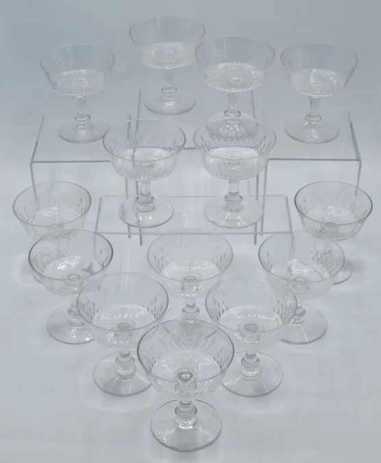 Coupes à champagne, cristal, fin XIXe siècle.