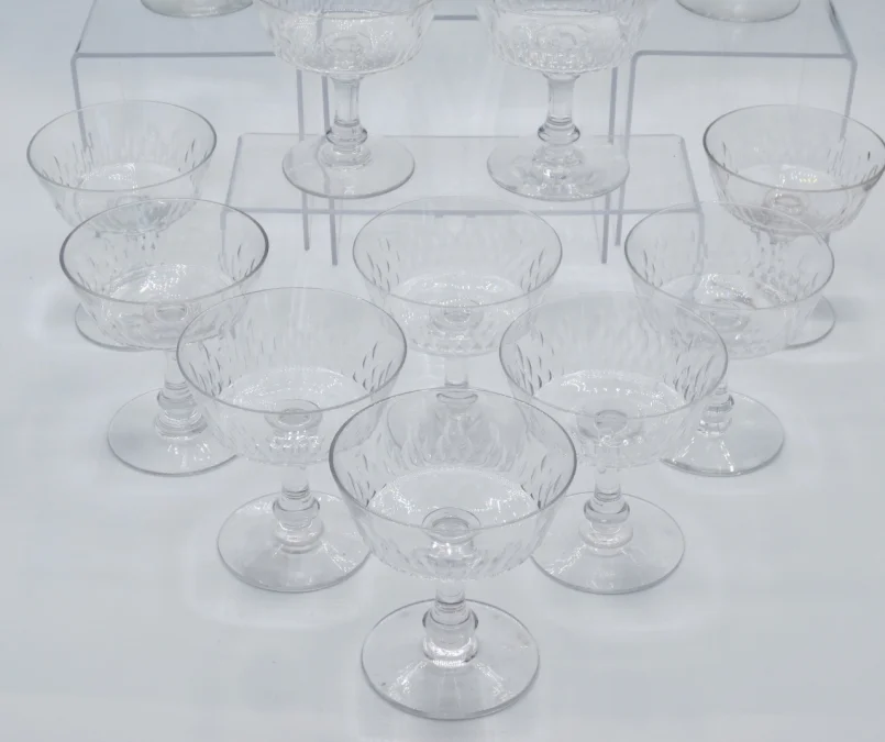 Coupes à champagne, cristal, fin XIXe siècle.