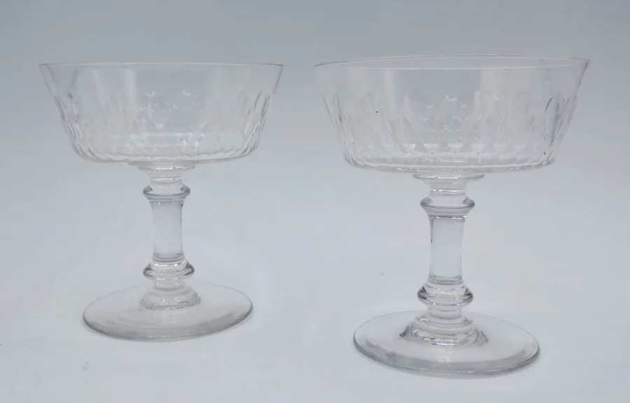 Coupes à champagne, cristal, fin XIXe siècle.
